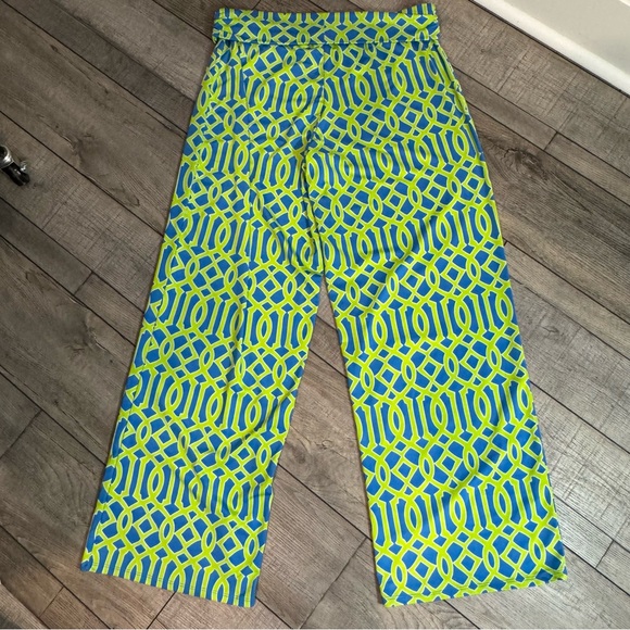 Mud Pie Harlow Geo Print High Waist Palazzo Wide Leg Pants Large - Picture 2 of 9